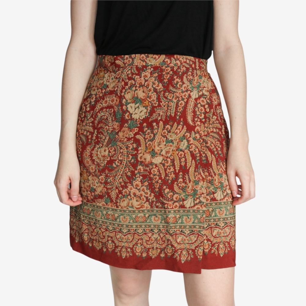 Vintage | Harold's Fall Floral Foliage Wrap Skirt